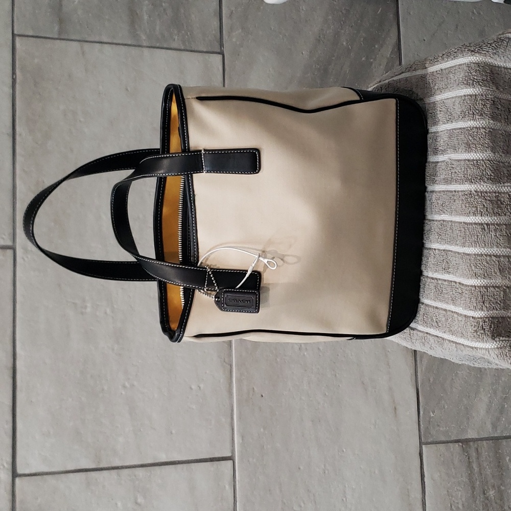 Vintage Coach Canvas & Leather Tote